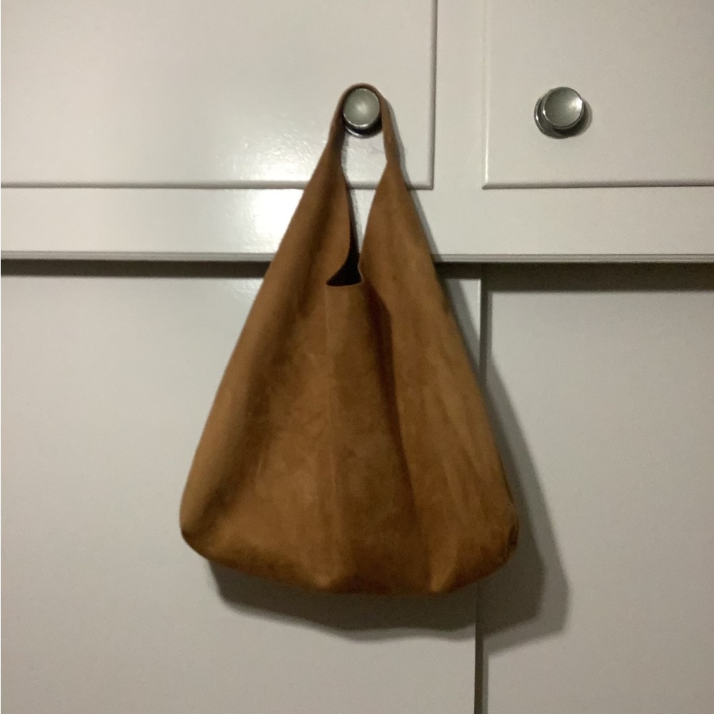 Vegan Suede Slouchy Tote Bag
